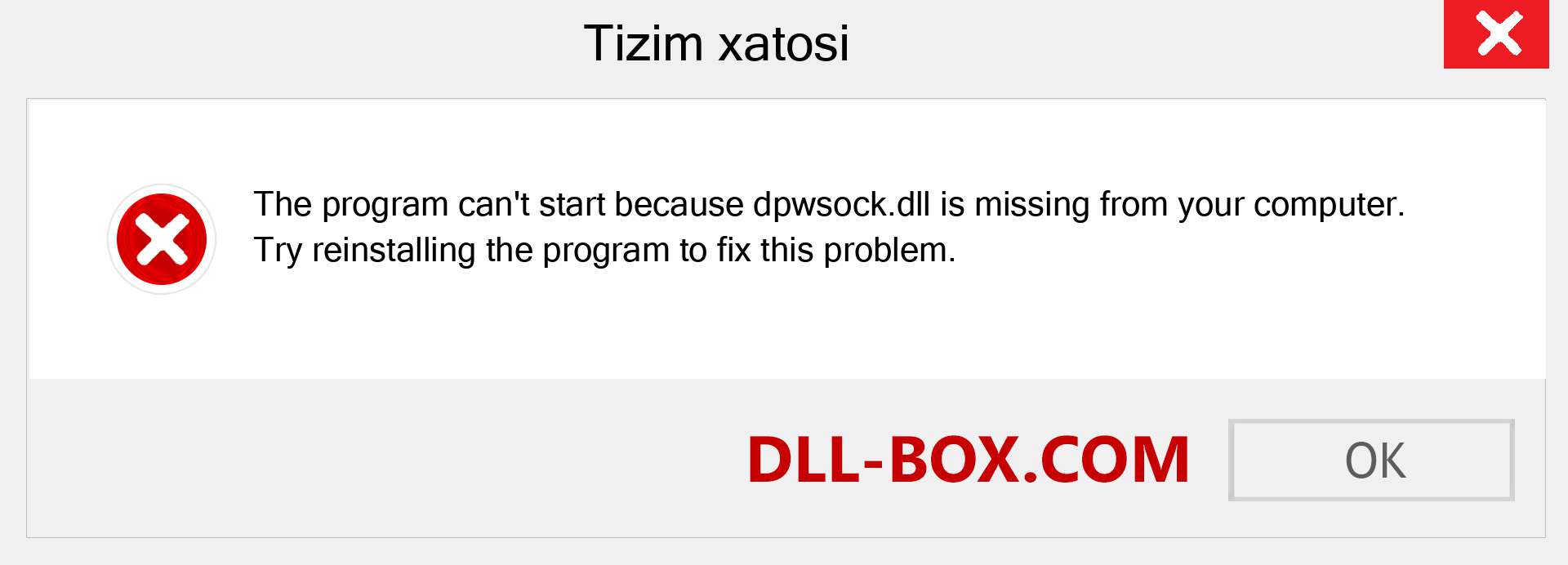 dpwsock.dll fayli yo'qolganmi?. Windows 7, 8, 10 uchun yuklab olish - Windowsda dpwsock dll etishmayotgan xatoni tuzating, rasmlar, rasmlar